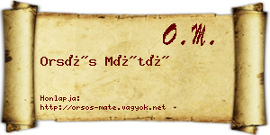 Orsós Máté névjegykártya